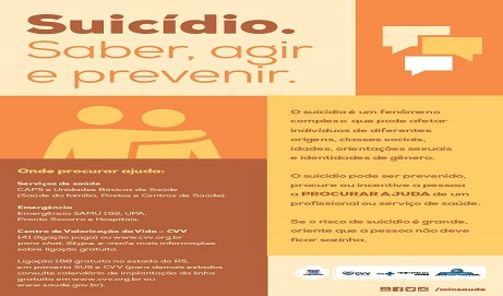 Secretaria de Saúde divulga o ‘Setembro Amarelo’, Campanha de Prevenção ao Suicídio