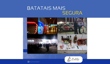 Operação Batatais Mais Segura evita festa clandestina e apreende veículo com menores, drogas, bebidas e uma arma branca.