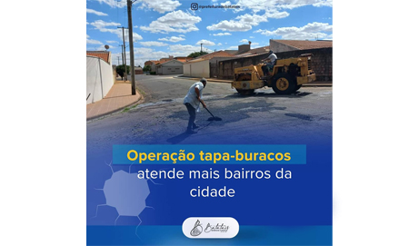 Trabalho da operação tapa-buracos atende mais bairros da cidade.