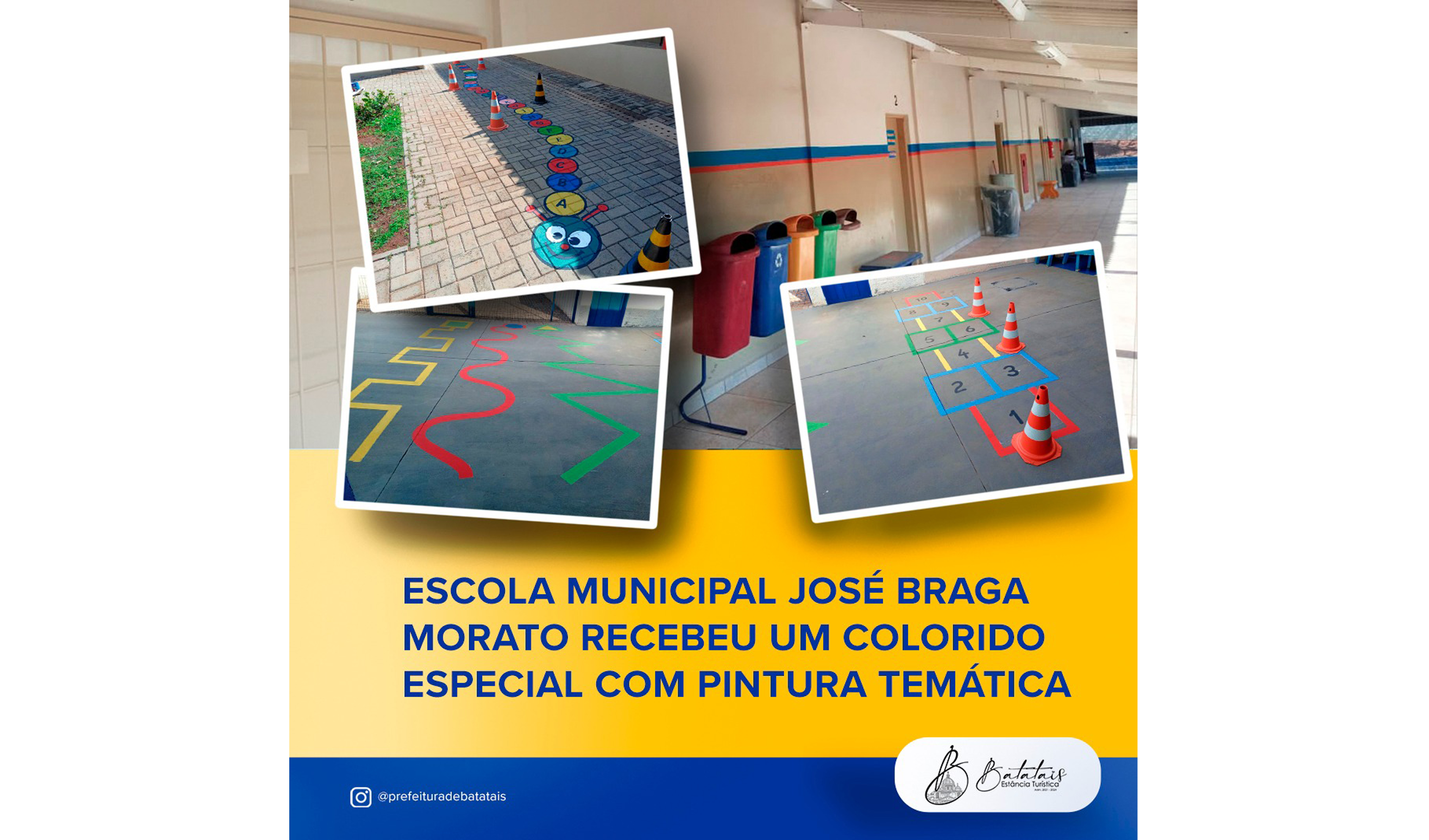 Escola Municipal José Braga Morato recebeu um colorido especial com pintura temática.