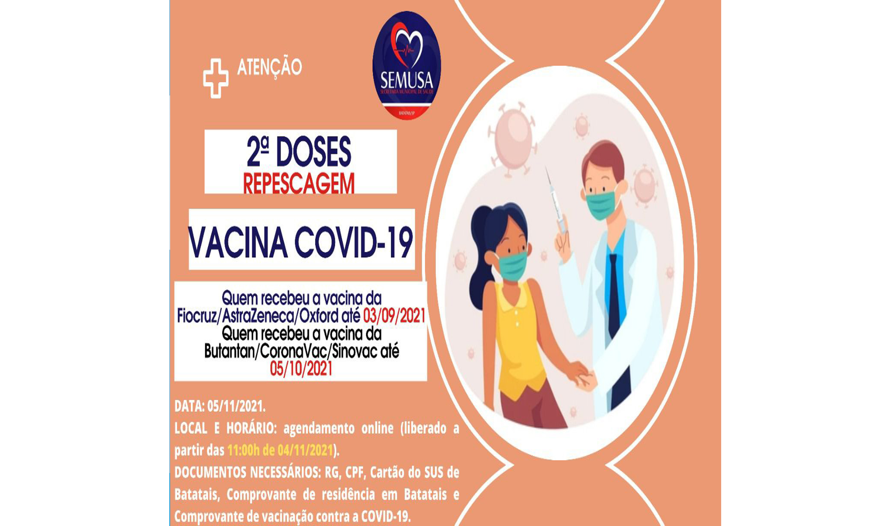 NOVO CRONOGRAMA DE VACINAÇÃO CONTRA A COVID-19.