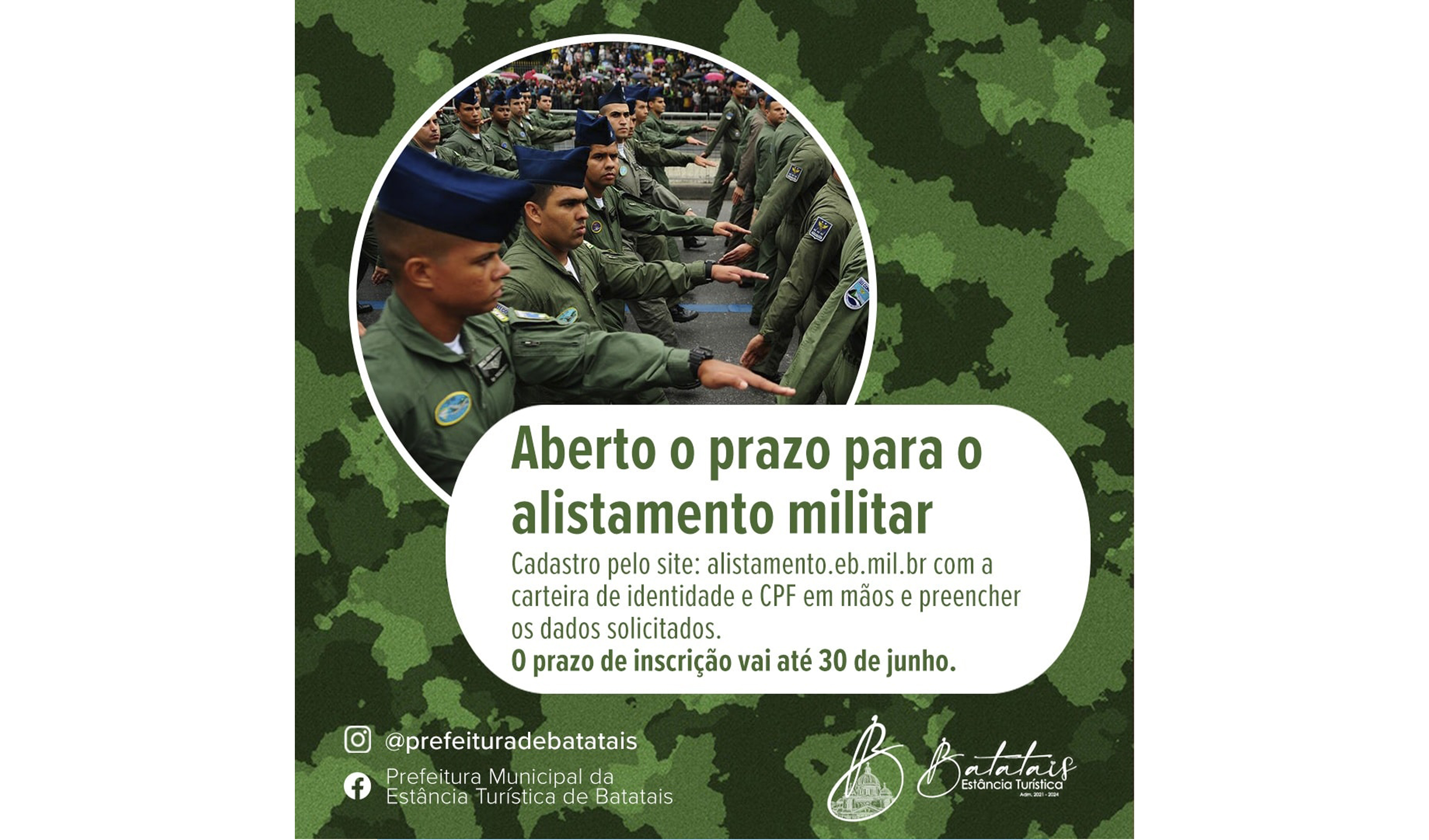 Aberto o prazo para o alistamento militar.