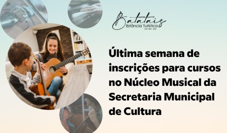 Última semana de inscrições para cursos no Núcleo Musical da Secretaria Municipal de Cultura.