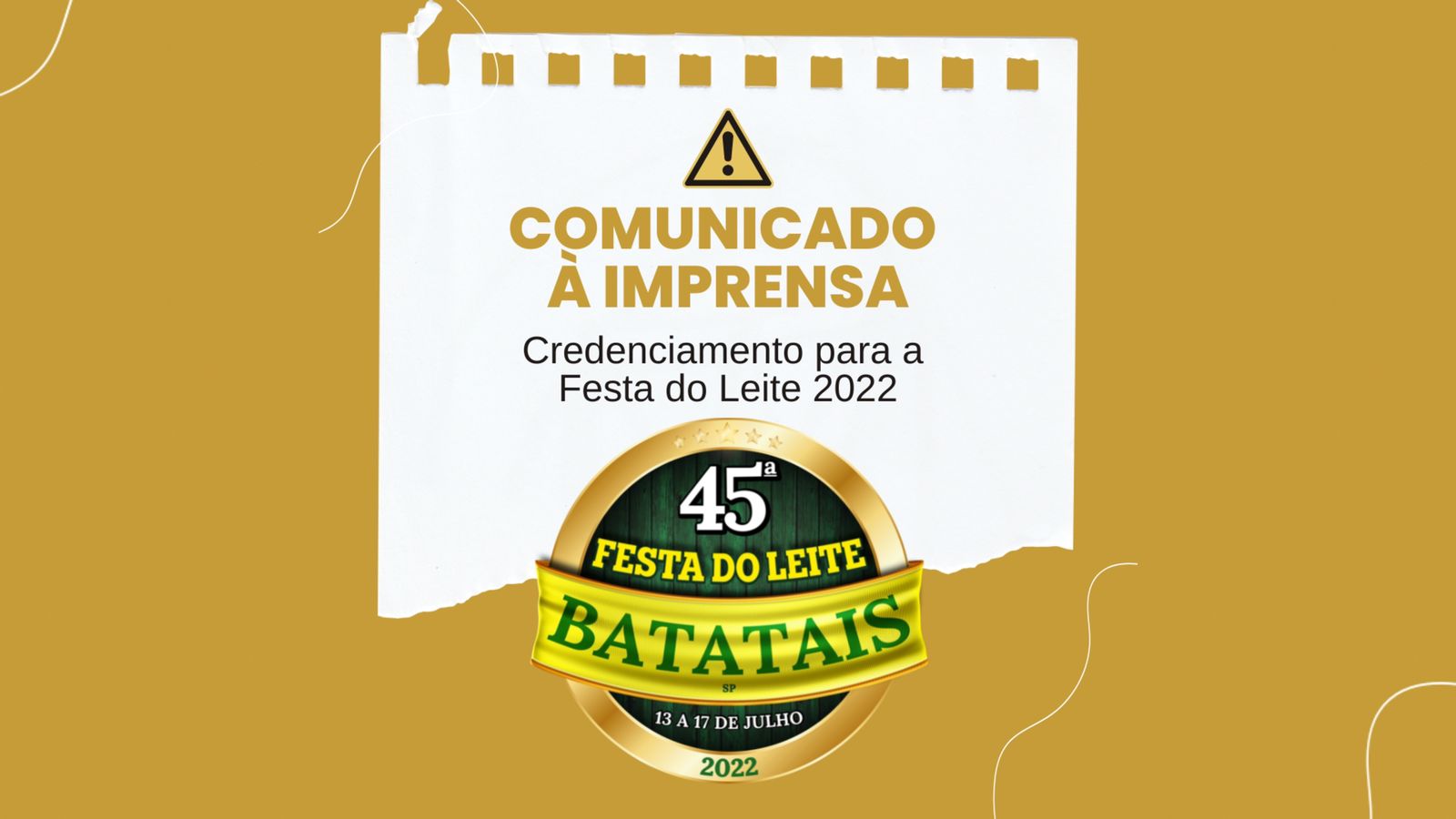 Comunicado à imprensa: Credenciamento para a Festa do Leite 2022.