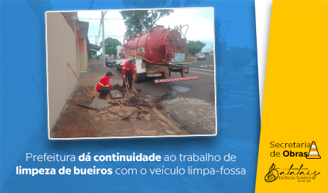 Prefeitura dá continuidade ao trabalho de limpeza de bueiros com o veículo limpa-fossa