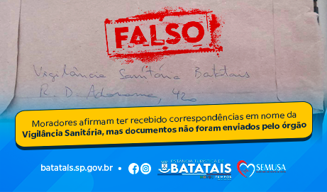 Fique atento: Moradores afirmam ter recebido correspondências em nome da Vigilância Sanitária, mas documentos não foram enviados pelo órgão