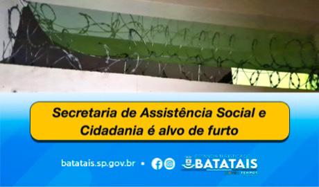 Secretaria de Assistência Social e Cidadania é alvo de furto; curso está suspenso nesta quarta