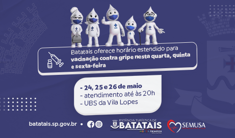 Batatais oferece horário estendido para vacinação contra gripe nesta quarta, quinta e sexta-feira