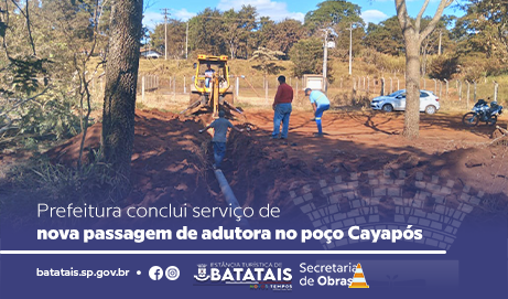 Prefeitura conclui serviço de nova passagem de adutora no poço Cayapós