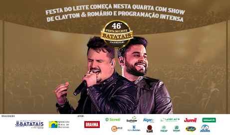 Festa do Leite começa nesta quarta com show de Clayton & Romário e programação intensa