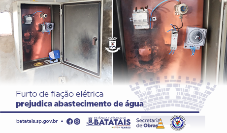 Furto de fiações e equipamentos elétricos no poço artesiano da Vila Cruzeiro prejudicou temporariamente o abastecimento; situação já está normalizada