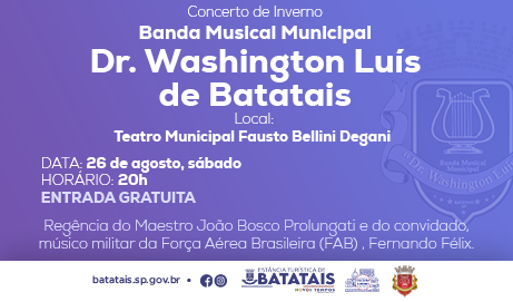 Banda Musical Municipal ‘Dr. Washington Luís’ realizará Concerto de Inverno