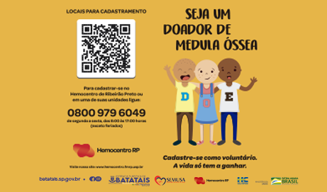Seja um doador de medula: serviço itinerante do Hemocentro estará em Batatais neste sábado (26)
