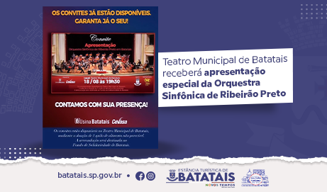 Teatro Municipal de Batatais receberá Orquestra Sinfônica de Ribeirão Preto