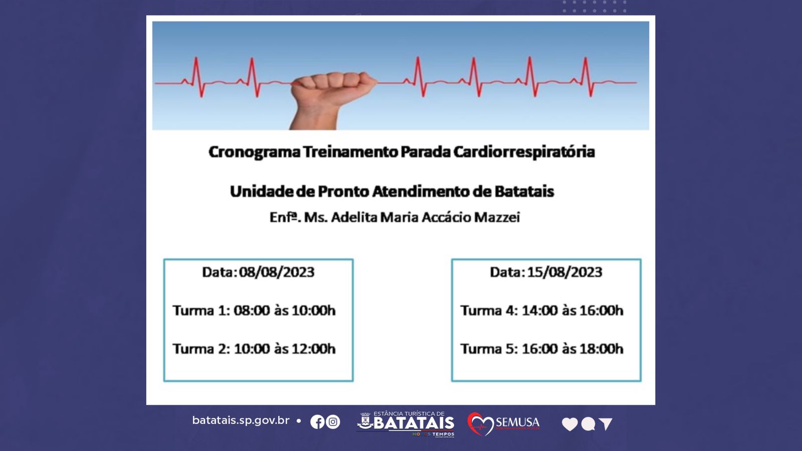 Semusa de Batatais promove treinamento em Ressuscitação Cardiorrespiratória com Simulação Realística’