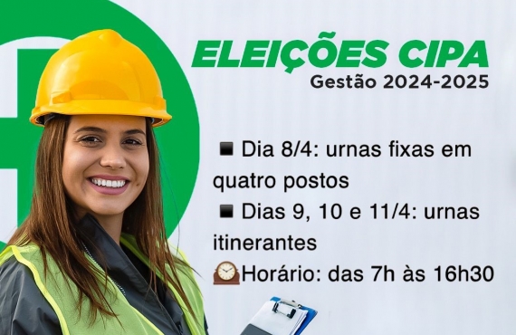 Eleições da Cipa acontecem de 8 a 11 de abril