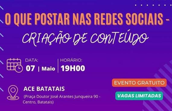 Evento gratuito em Batatais aborda estratégias para redes sociais