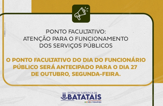 Prefeitura decreta ponto facultativo em repartições públicas municipais na segunda-feira (27)