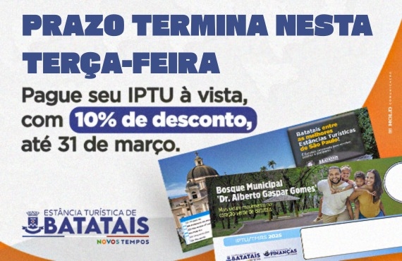 IPTU 2026: prazo para pagamento termina nesta terça (31)