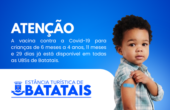 Vacina contra a Covid-19 para bebês e crianças está disponível em todas as UBSs de Batatais